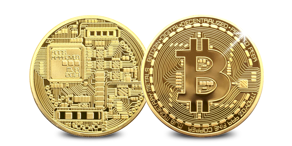 De Bitcoin is de bekendste cryptovaluta, Goud vergulde Bitcoin token De Bitcoin is de bekendste cryptovaluta, Goud vergulde Bitcoin token