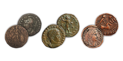Constantijn de Grote de eerste Christelijke keizer 3 munten set 