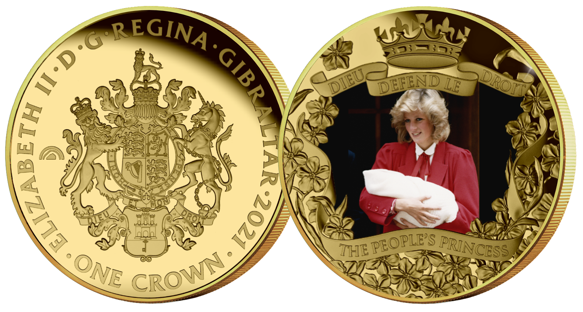 Prinses Diana munt 'De Moeder' geslagen in Humanium Fairmined goud verguld Prinses Diana munt 'De Moeder' geslagen in Humanium Fairmined goud verguld