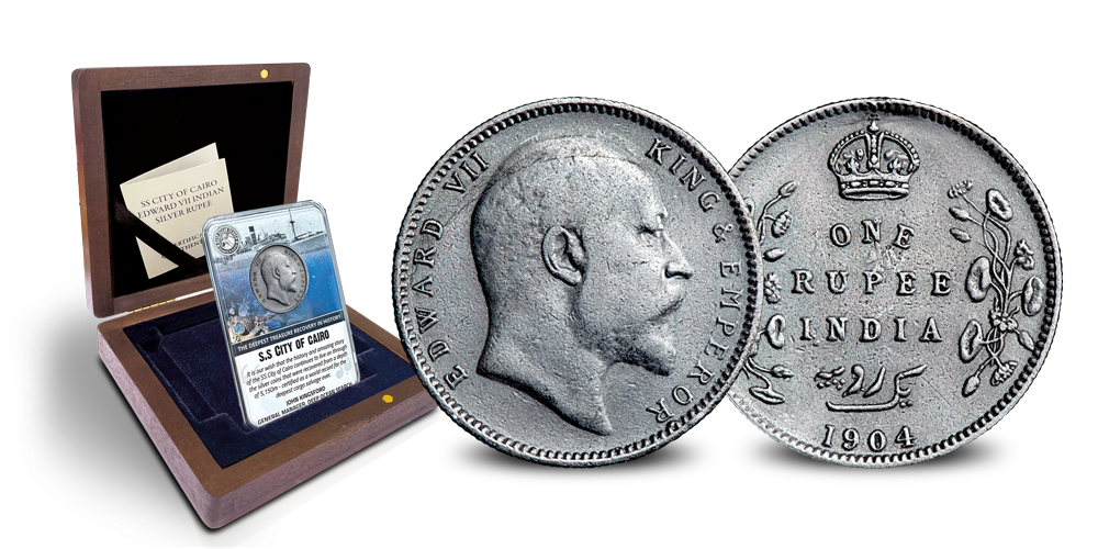 SS City of Cairo Indiase zilveren Roepie Edward VII