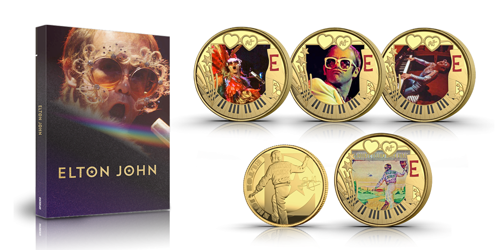 5 kleurrijke vergulde Elton John munten eerbetoon aan een muzieklegende! 5 kleurrijke vergulde Elton John munten eerbetoon aan een muzieklegende!