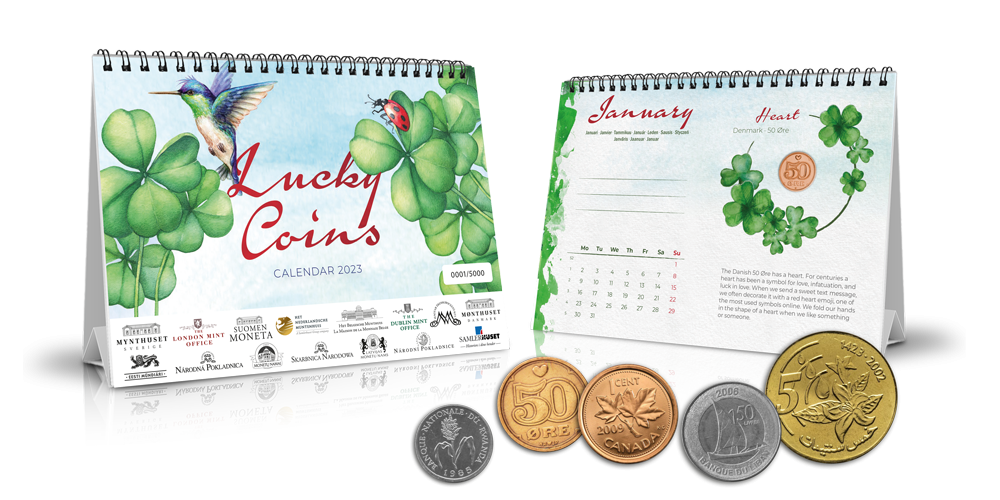 2023 Kalender met 12 nieuwe geluksmunten! 2023 Kalender met 12 nieuwe geluksmunten!