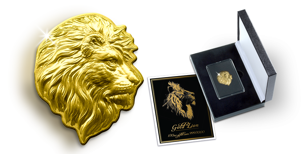 Gouden munt in de vorm van een Leeuwenkop! 