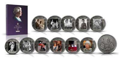 Complete Eerbetoon aan Koningin Elizabeth set zwart verguld!