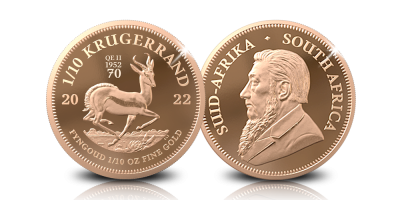 Uw 1/10 oz Krugerrand 2022 met speciaal muntteken ter ere van het platina jubileum van Koningin Elizabeth II