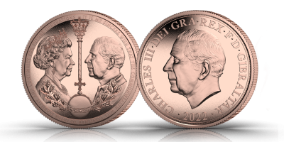 De officiele gouden munt van de Kroning van de eeuw