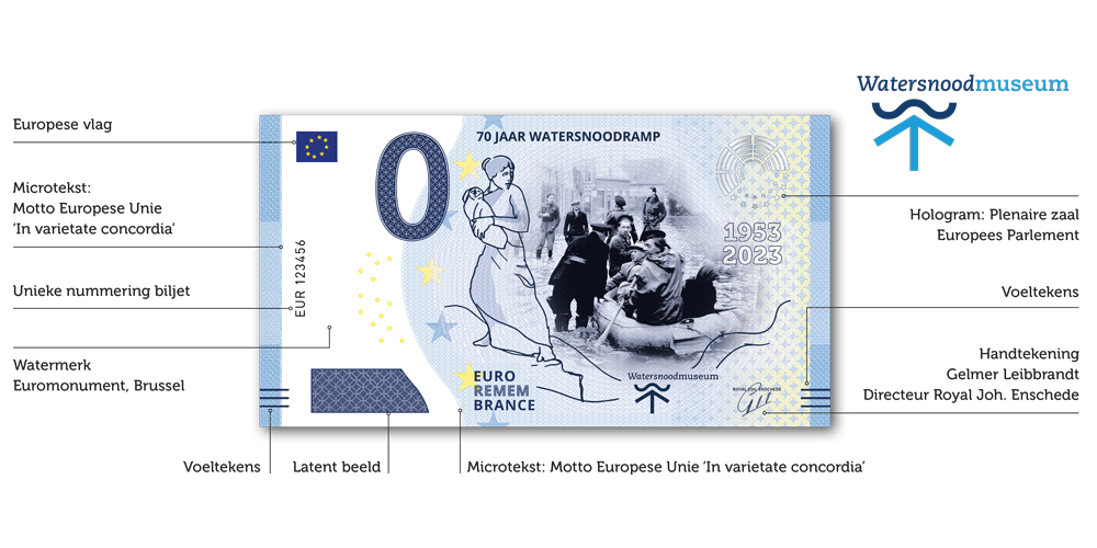 Uw officiële Euro-Herdenkingsbiljet ter ere van 70 jaar Watersnoodramp 